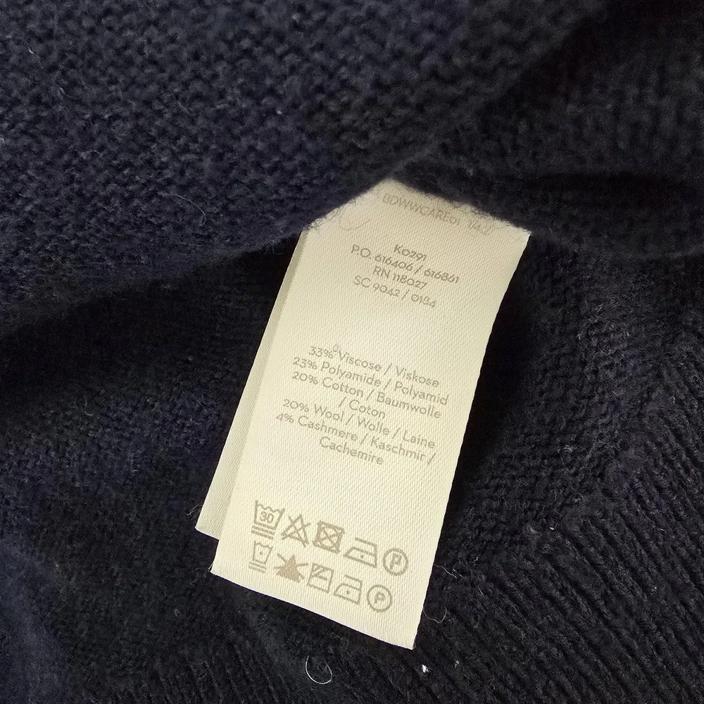 Boden Sweater‎ Dress Womens 12 Navy Gray Turtleneck Colorblock Wool Cashmere